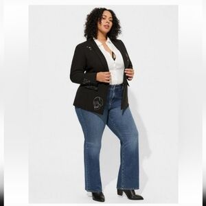 Torrid Black Blazer with Skull Embroidery